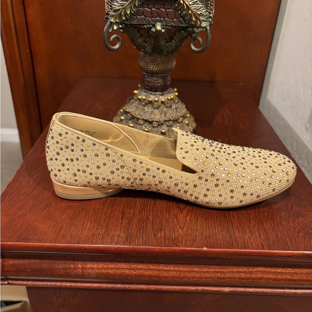Embellished Womens Slip-On Loafer in Champagne never worn
